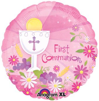 Pink First Communion Chalice Mylar Balloon
