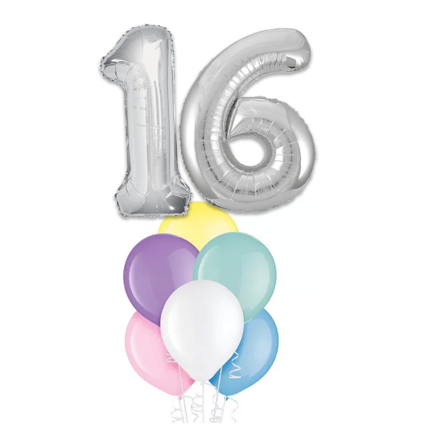 16th Birthday Number Balloon Bouquet - Pastel
