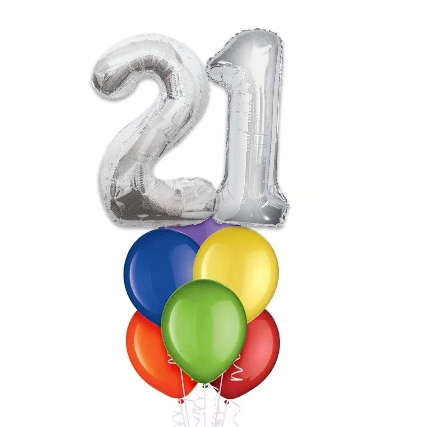 21st Birthday Number Balloon Bouquet - Bright