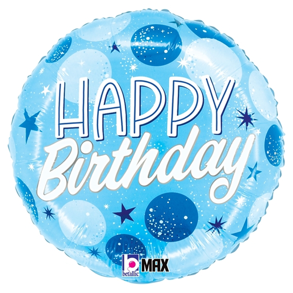 Happy Birthday Sparkle Blue Dots 18"