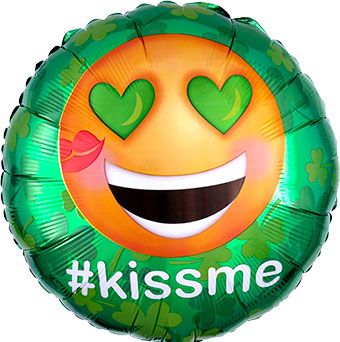#KissMe Shamrock Emoticon Mylar Balloon
