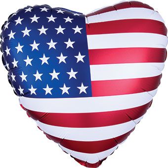 Satin Infused Heart Flag Mylar