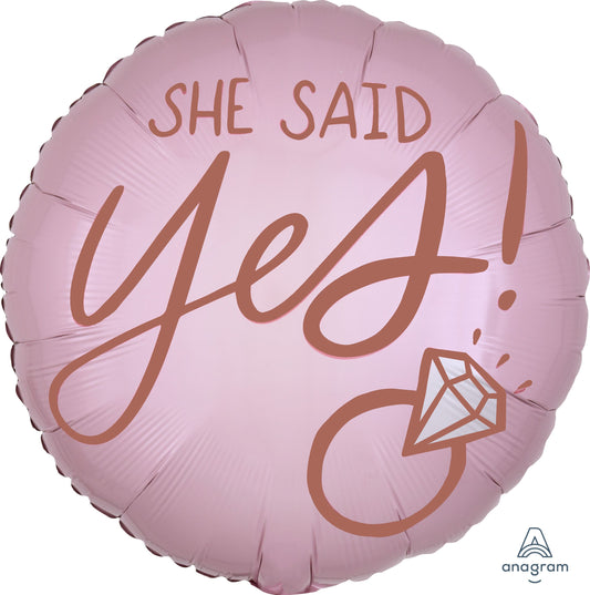 Blush Wedding She Said Yes Balloon