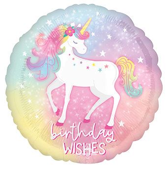 Birthday Wishes Enchanted Unicorn Mylar