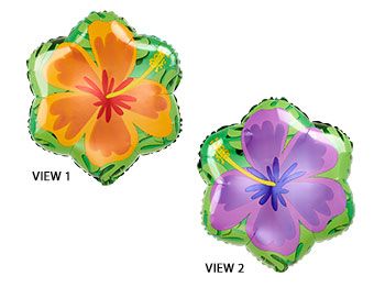 Summer Orange & Purple Hibiscus Mylar Balloon