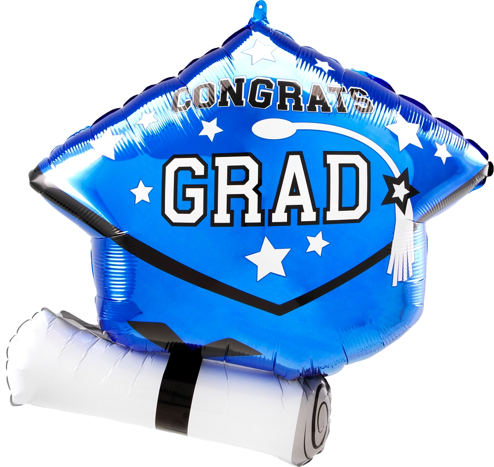 Congrats Grad Cap Blue Supershape