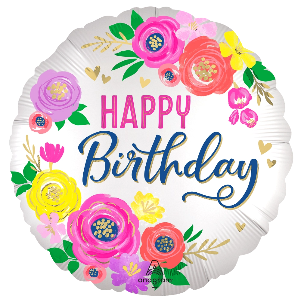 Artful Floral Birthday Mylar