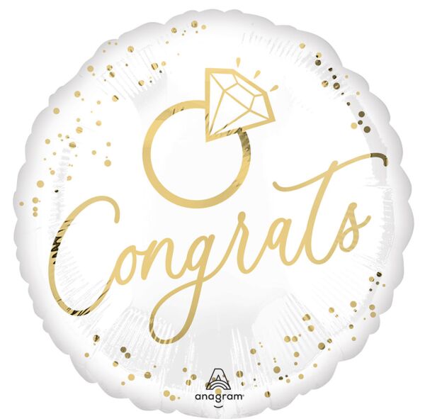 Gold Congrats Ring Mylar Balloon