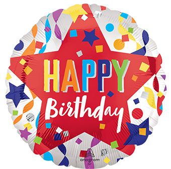 Happy Birthday Satin Star Mylar