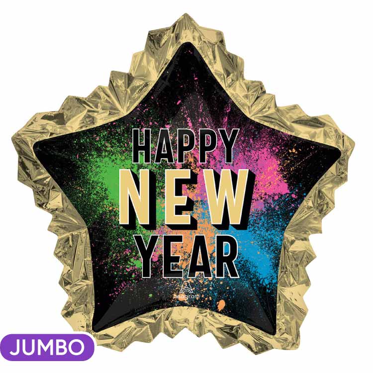 New Year Glow Star 34" Mylar Balloon