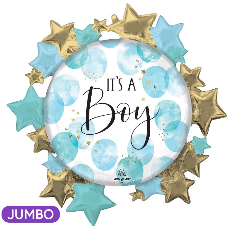 Supershape Baby Boy Watercolor Mylar