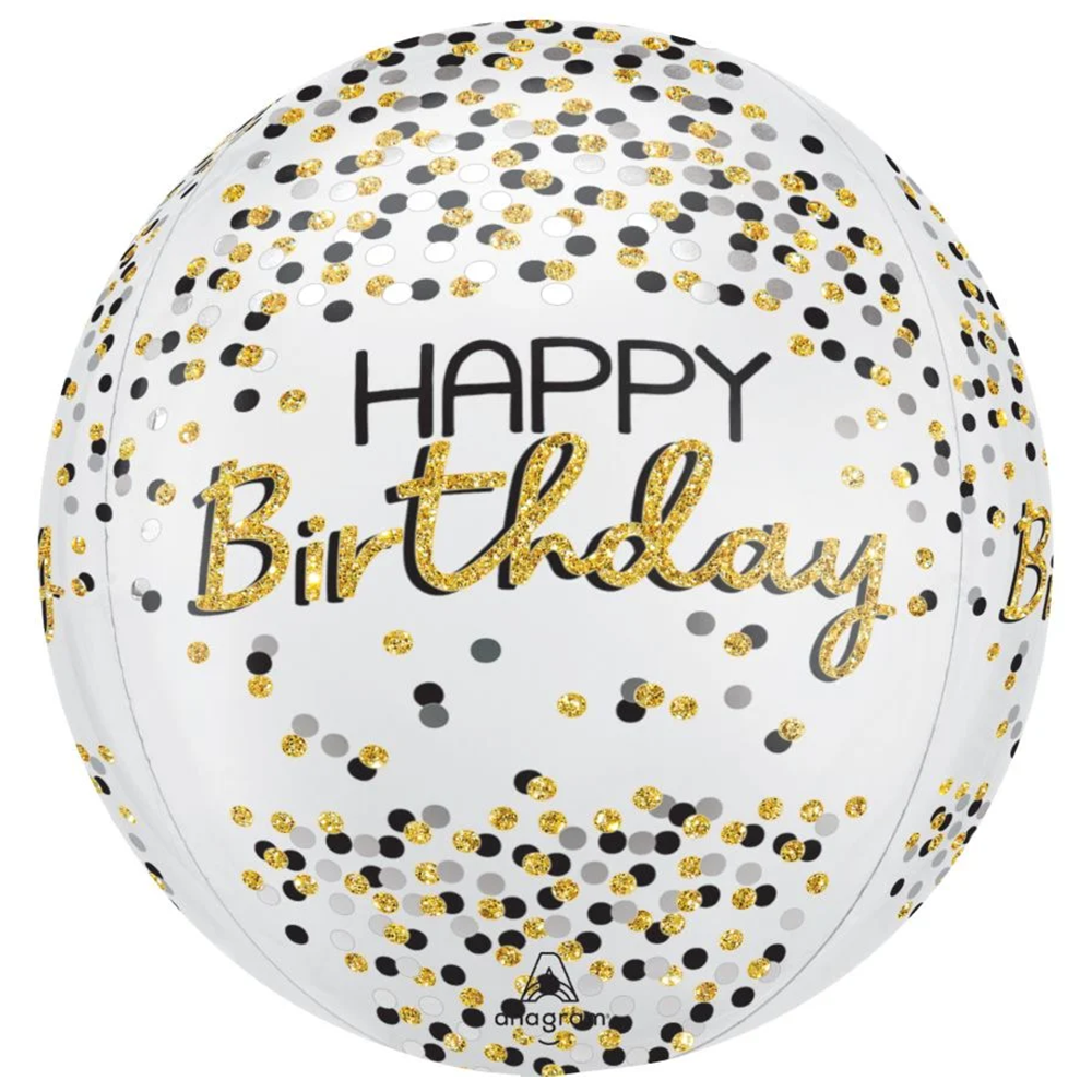 Black & Gold Happy Birthday ORBZ