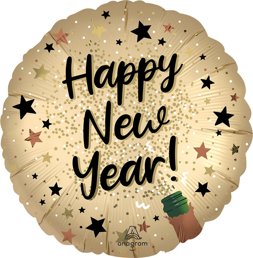 Satin Natural Sparkle Happy New Year Mylar Balloon