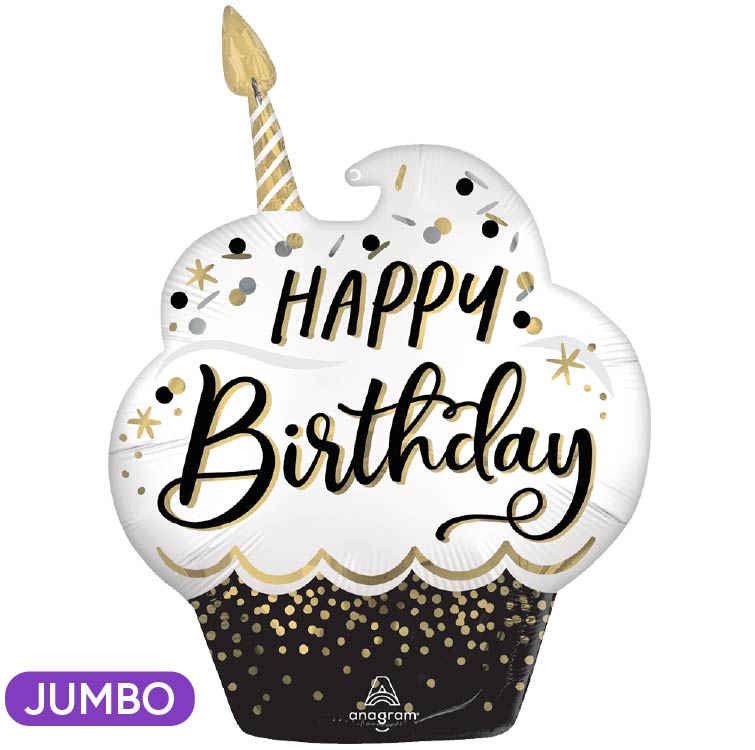 Happy Birthday Satin BSG Cupcake Supershape 29"