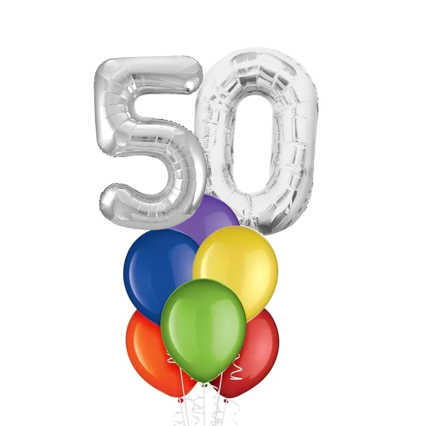 50th Birthday Number Balloon Bouquet - Bright