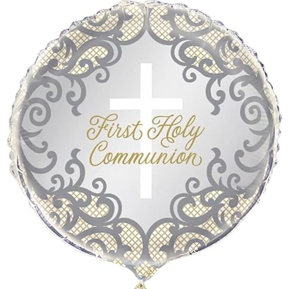 Fancy Gold Cross First Holy Communion Mylar