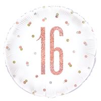 16th Rose Gold Birthday Mylar Balloon