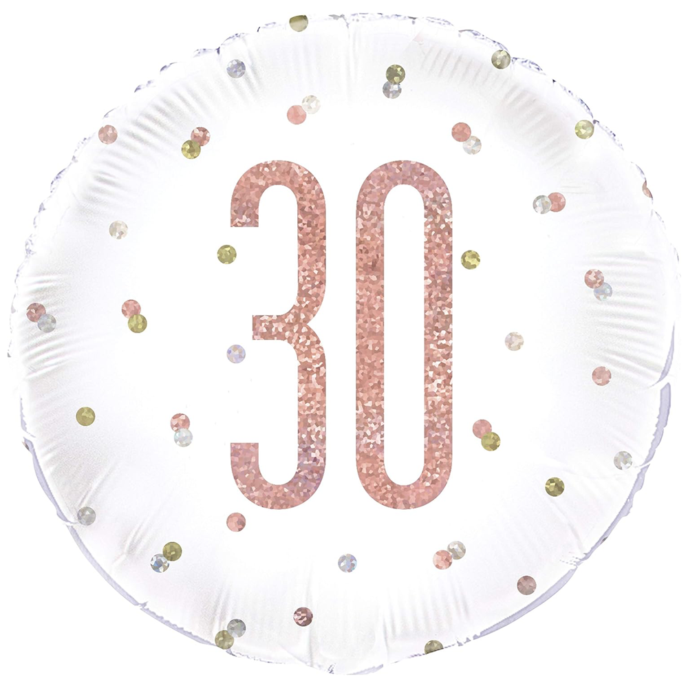 30th Rose Gold Birthday Mylar Balloon