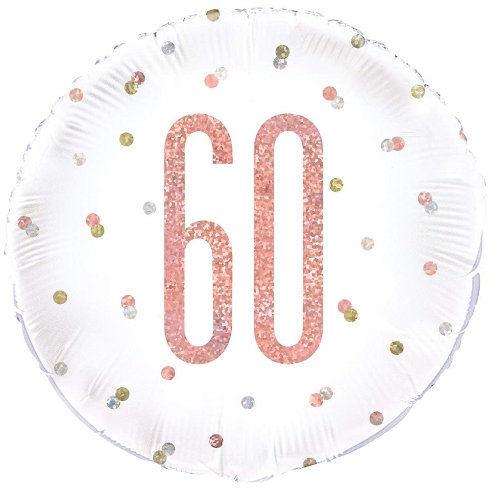 60th Rose Gold Birthday Mylar Balloon