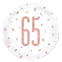 65th Rose Gold Birthday Mylar Balloon