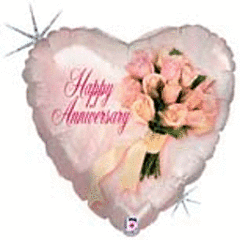 Holographic Anniversary Flowers Mylar Balloon
