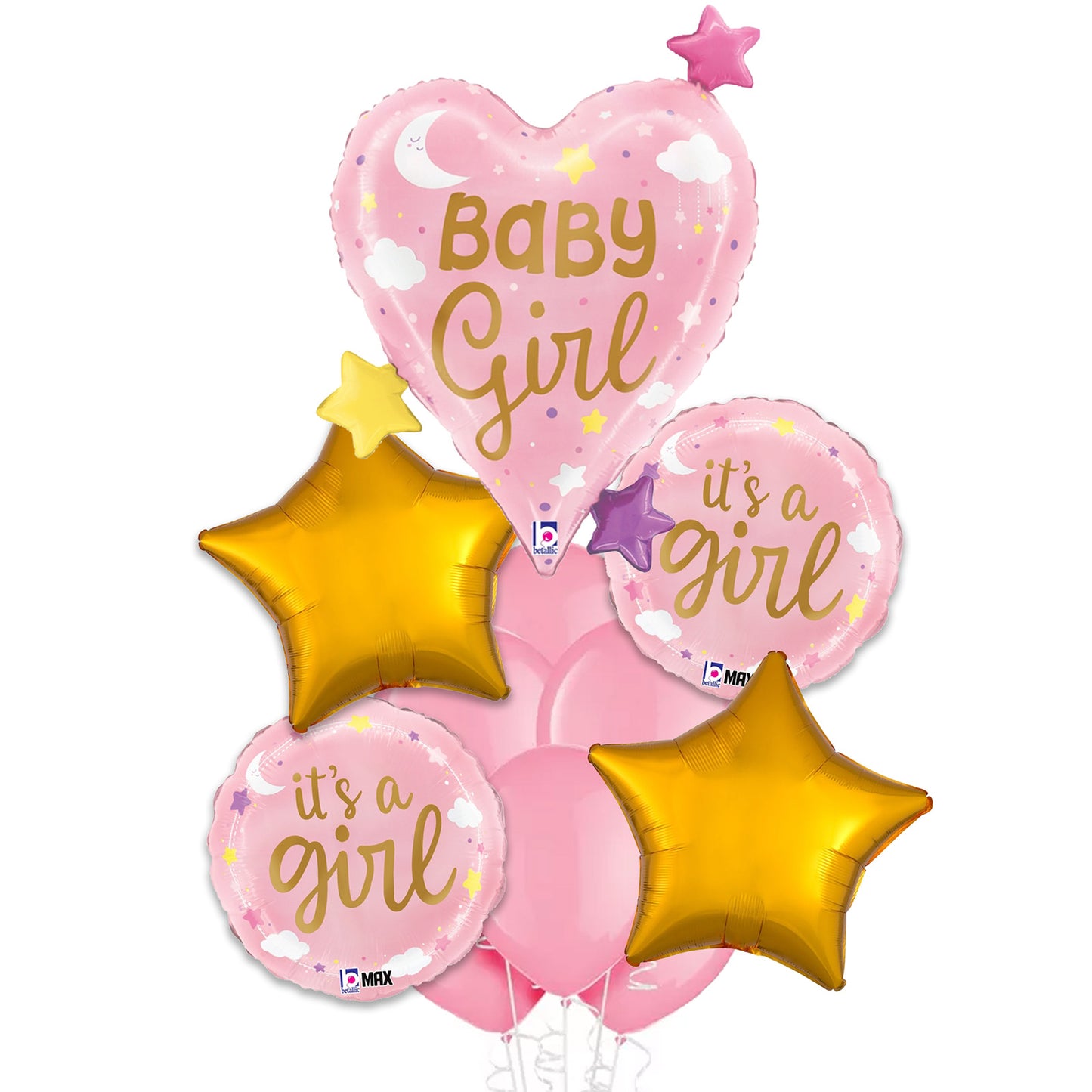 New Baby Girl Deluxe Balloon Bouquet