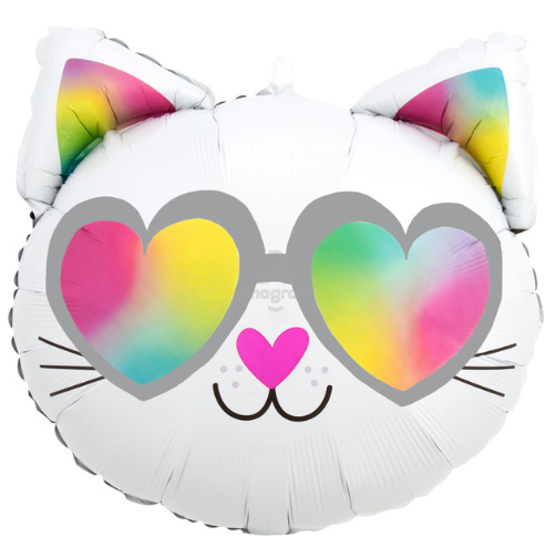 Heart Eyes Cool Kitty Mylar