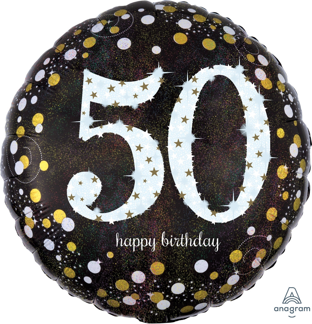 50th Sparkling Birthday 18" Mylar Balloon