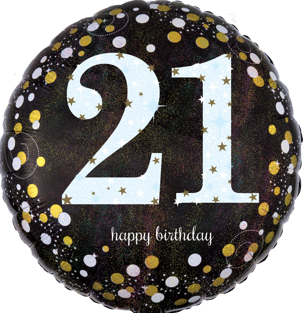 21st Sparkling Birthday 18" Mylar Balloon