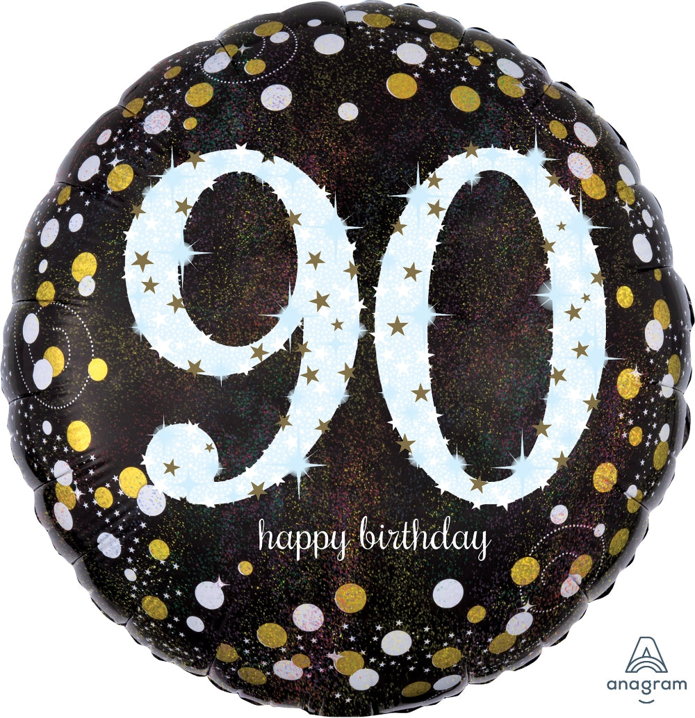 90th Sparkling Birthday 18" Mylar Balloon