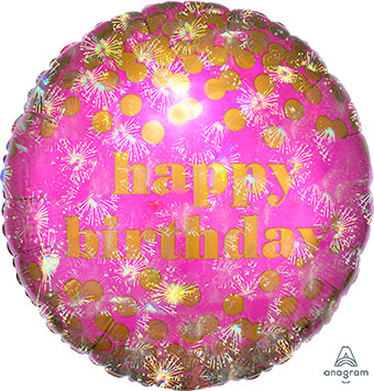 Holographic Dotty Happy Birthday Mylar