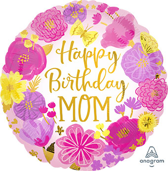 Happy Birthday Mom Script Balloon