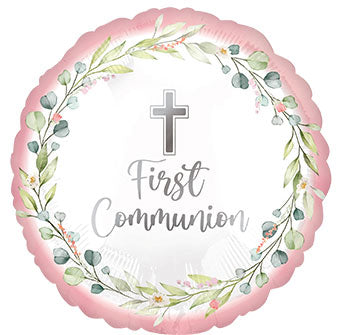 Pink First Communion Wreath Mylar