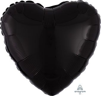 18" black heart mylar balloon