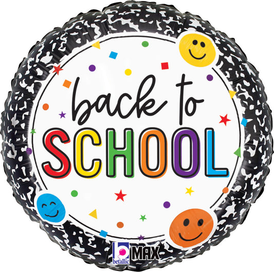 Back to School Smiley Composition Mylar Balloon