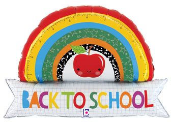 LRG SHP BACK TO SCHOOL RAINBOW BANNER 35"