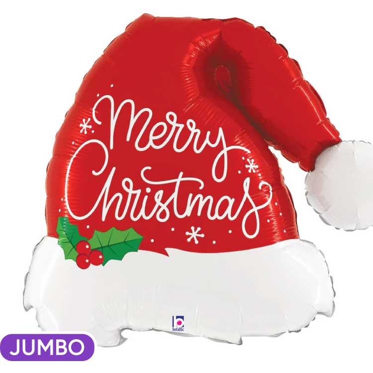 Merry Christmas Santa Hat Supershape Mylar