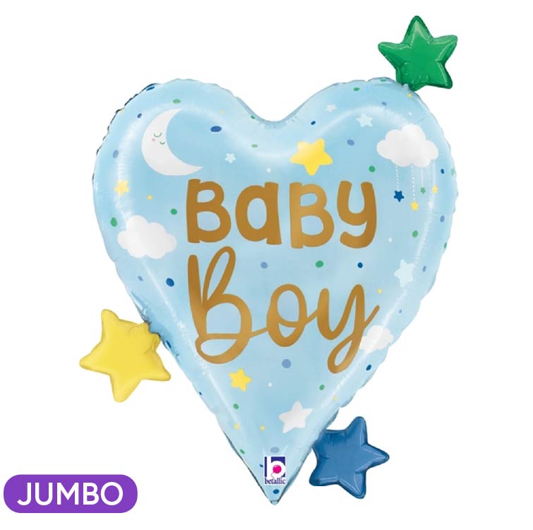 Supershape Baby Boy Heart Stars Mylar