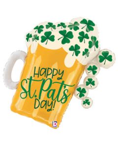 St. Patrick's Day Beer 27" Supershape Mylar Balloon