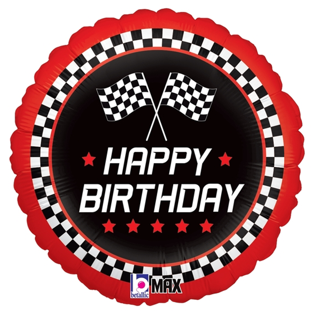 Happy Birthday Checkered Racing Flags Mylar