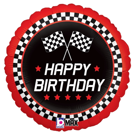 Happy Birthday Checkered Racing Flags Mylar