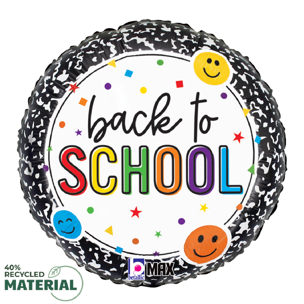 Back to School Smiley Composition Book Mylar