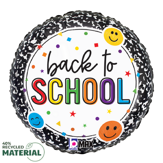 Back to School Smiley Composition Book Mylar