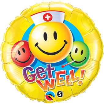 18" Get Well Smiley Faces Mylar