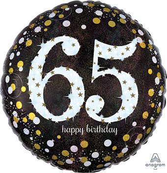 65th Sparkling Birthday Age Mylars