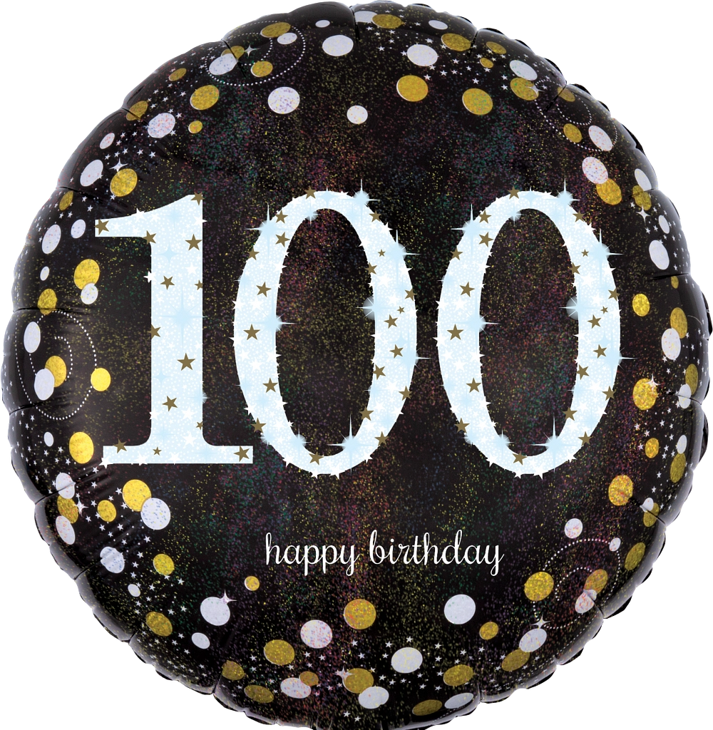 100 Sparkling Birthday 18" Mylar Balloon