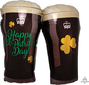 St. Patrick's Beer Glasses 28" Supershape Mylar Balloon