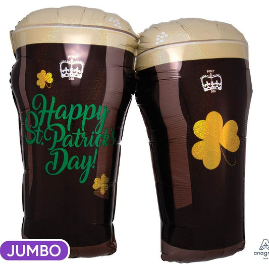 St. Patrick's Beer Glasses 28" Supershape Mylar Balloon