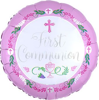 18" First Communion Pink Mylar