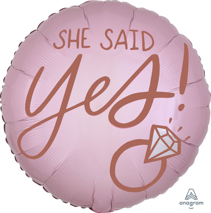 Blush Wedding She Said Yes Balloon